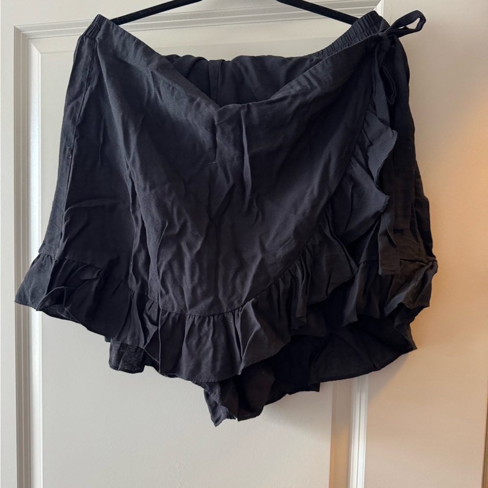 Arula Black Ruffle Wrap Skirt